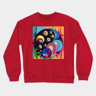 Moon phases with mushrooms abstract oil painting style Crewneck Sweatshirt